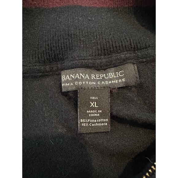 Banana Republic Men’s Cotton Cashmere 1/4 Zip Pullover Black/Red Size XL –Dapper - Picture 4 of 8